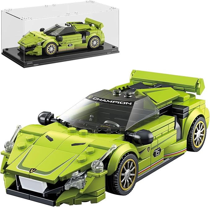 TYCOLE Super Sports Car Building Block Set with Display Case,Speed Race Car Building Kits Construction Toy,Collectible Car Model,Christmas Birthday Gift for Adults and Kids 6 and up(323pcs)