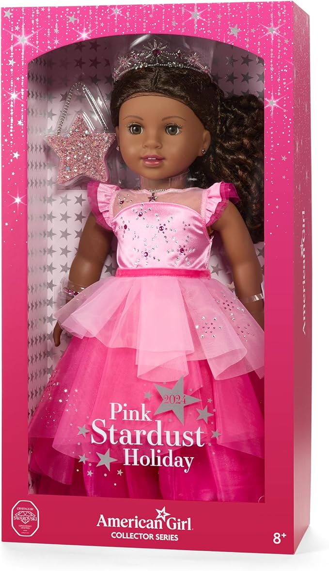 American Girl 2024 Pink Stardust Holiday Collector Doll with Swarovski Crystals – Brunette