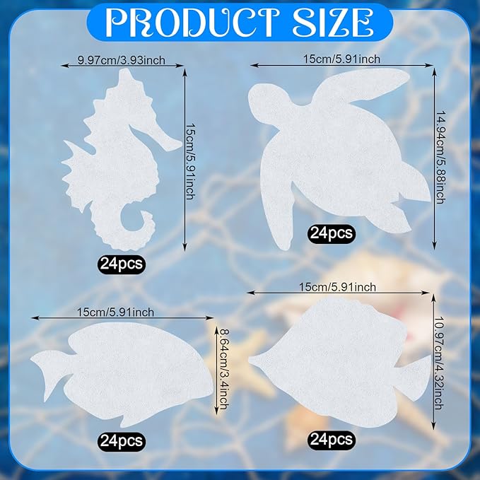 Motipuns 96 Pcs Color Diffusing Paper Sealife 6 Inches Watercolor Sealife Shapes Color Diffusing Paper DIY Sea Turtle Seahorse Fish Coloring Paper Crafts, 4 Styles