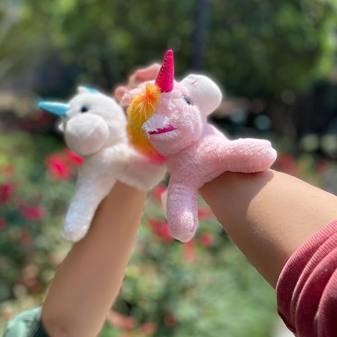Unicorn Slap Bracelets Wrist Hugger Gift- Stuffed Animals Huggable Plush Toy for Kids and Teens, Toddler Bed and Stroller Toys, Pink,8.5"