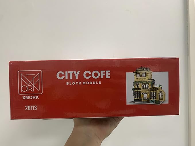 City Cafe Architecture Building Kit with LED Lights,3 Levels City Cafe Model Building Blocks Toy,for 12+Age Teen,Adult（1443 Pieces）