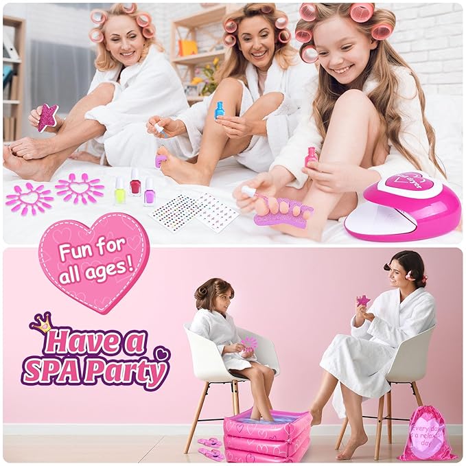 Shemira Gift Set for Girls 7, 8, 9, 10-12 Years Old, Spa Day Toys, Kids Manicure Pedicure Kit and Nail Art Kit, Birthday Gifts for Girls Age 7-12, Girls Party Supplies