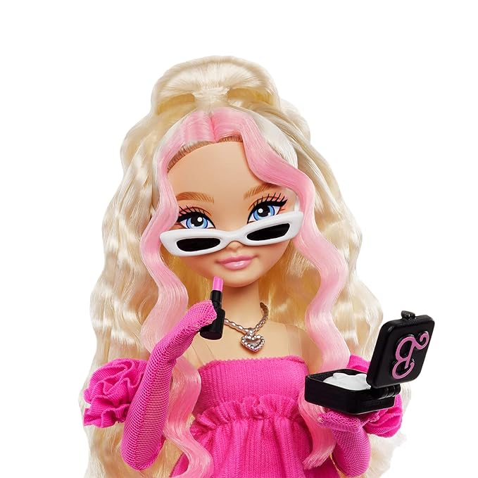 Barbie Dream Besties Doll & Accessories Playset, Malibu” Posable Fashion Doll with Wavy Blonde Hair, 11 Makeup & Hair Themed Pieces