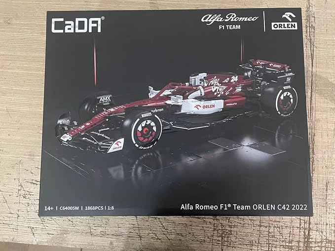 CaDA C64005w Alfa Romeo F1 Race Car C42 Building Blocks Set, 1868 PCS 1: 8 MOC Creative Building Blocks, Excellent Racer Model and Collection STEM Gift for 8+ Kids Teens and Adults