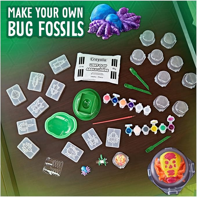 Crayola Metallic Clay Art Kit with Paints, Fossil Molds, Gift for Kids, Ages 7, 8, 9, 10