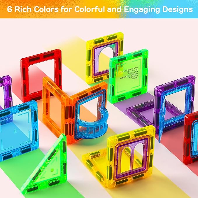 TOY Life Magnetic Tiles for Toddlers 3-5 120 Pcs Magnet Blocks for Kids Ages 4-8 STEM Tile Building Toys Birthday Gift for Boys and Girls
