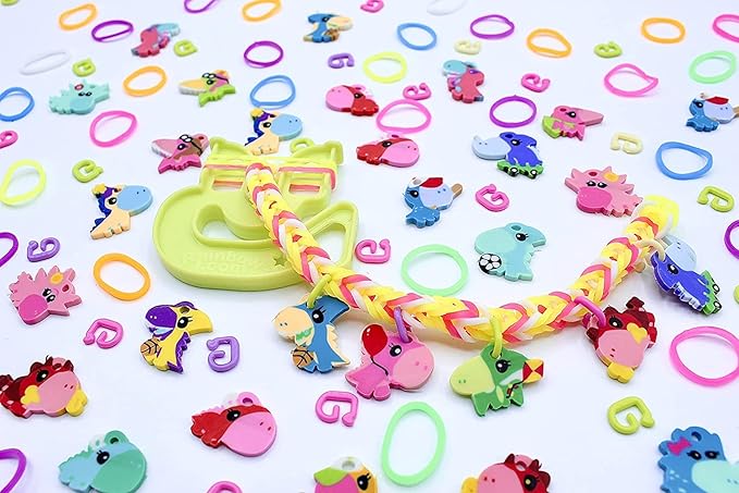 Rainbow Loom® Loomi-Pals Dino Collectible, Features 30 Mystery Cute Dino Themed Charms and 600 Colorful Rubber Bands All in a RESEALABLE Bag, Great Gifts for Boys and Girls 7+