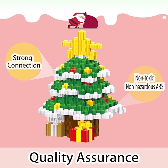 Christmas Building Blocks Tree Compatible for Lego Christmas Micro Blocks Stacking New Toys Holiday Present Box New Year Birthday Gifts for Kids 6-12 Years Old (Tree)