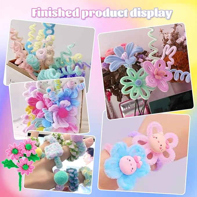 LOKUNN Pipe Cleaners, 200 Pcs Lake Blue Pipe Cleaners Craft Set, Solid Color Chenille Stems, DIY Arts and Crafts with Adhesive Eyes and Storage Box, Christmas Mother's Day Decoration Art Supplies