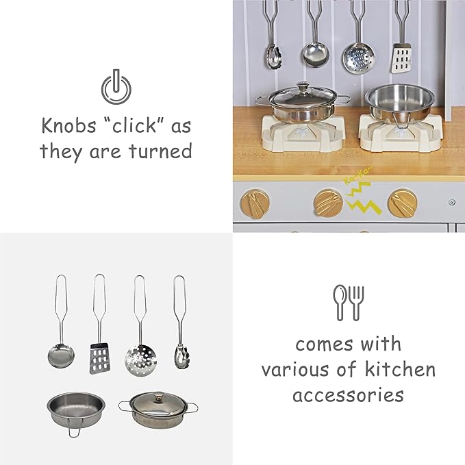 Kids Kitchen Playset,Children Play Kitchen for Toddler,Baby Toy Kitchen Set,Pretend Wooden Kitchen,Birthday Gifts with Play Sink Toy,Lights Sounds, Cooking Set for Kids Ages 3+Boys Girls