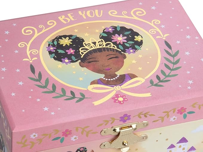 Jewelkeeper Jewelry Box for Girls - 2-Drawer Music Box with Little Queen Ballerina Dancing to Swan Lake, Cute Pink Design, Keepsake Storage for Treasured Accessories - 6.75 x 5.25 x 6 inches