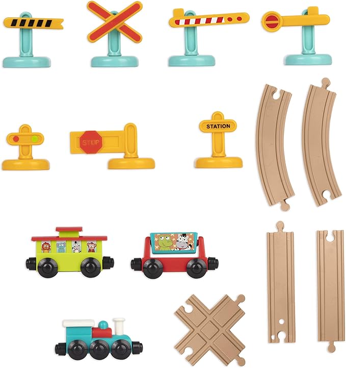 Battat – Train Set For Kids, Toddlers – 29Pc Train Track Set With Trains And Accessories – Developmental Toy- All Aboard Train Set – 2 Years +