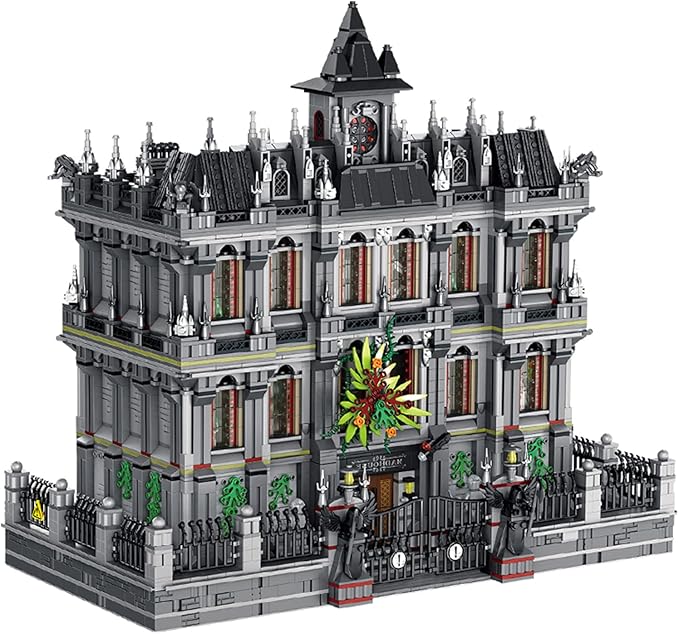 7537 Piece Three Level Madhouse Modular Building Blocks Bricks Set Insane Asylum Hospital Toy Bricks with an LED Lighting