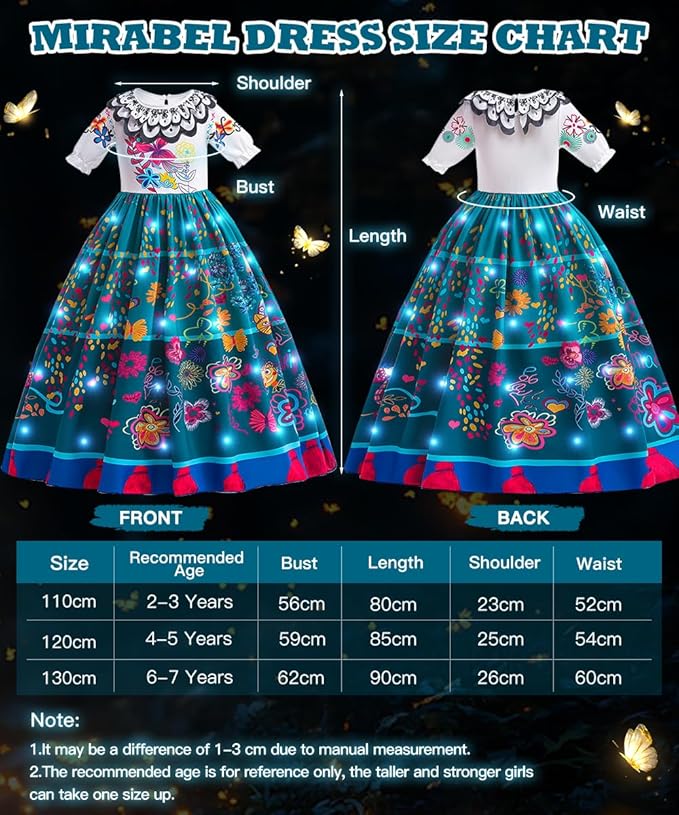 TOLOYE Princess Dress Up for Girls, Princess Costume for Girls Light Up with Accessories for Halloween Carnival Cospaly