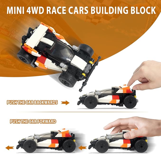 ZYLEGEN Sports Car MOC Building Block,Speed Champions Racing Cars Blocks Building Sets Toys, Technique Cyber Buggy Vehicle DIY Building Bricks for Kids and Adults,Birthday, Christmas Day Gift(Orange)