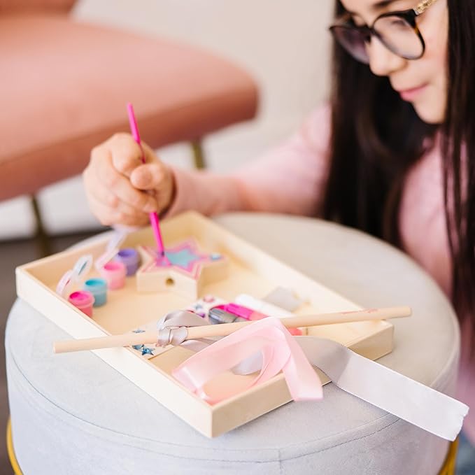 Melissa & Doug Created By Me Paint & Decorate Your Own Wooden Princess Wand Craft Kit, Pink Princess Crafts Great For Rainy Days, Toys For Kids Ages 4+