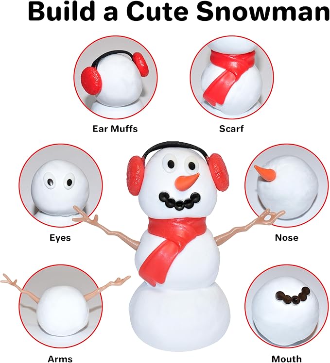 Snowman Craft Kit 3 Pack – Build, Play, and Display 3 Air-Dry Clay Snowmen All Christmas & Winter