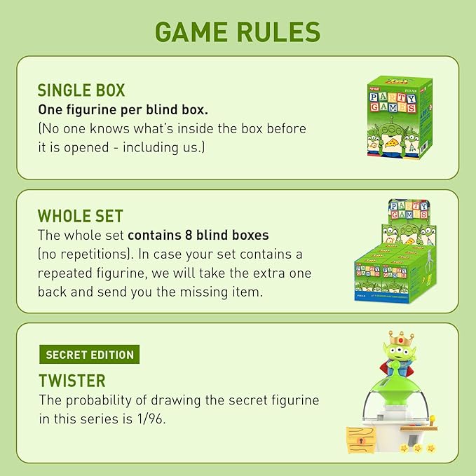 POP MART Pixar Alien Party Games Series Scene Sets, Pixar Alien Blind Box Figures, Random Design Action Figures Collectible Toys Home Decorations, Holiday Birthday Gifts for boys and girls, Single Box