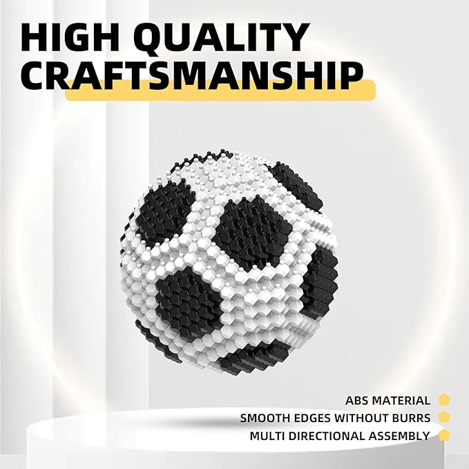 Soccer Ball Building Block Set, Adults' challenging STEM Block Decorations, Miniature 3D Educational Toys for Ages 14 15 16 and Above, (437 Pieces)