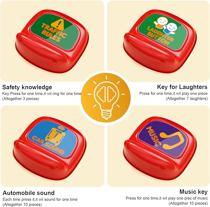 HONGTUO School Bus Toy with Sound and Light, Simulation Steering Wheel Gear Toy, Toddlers School Bus Toys with Music Education Knowledge Simulation Driving Bus Toys, Gift for 1-3-5 Boys & Girls