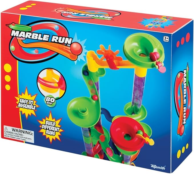 Toysmith STEM Learning 80Piece Marble Run Building Toy Set, For Boys & Girls 3+