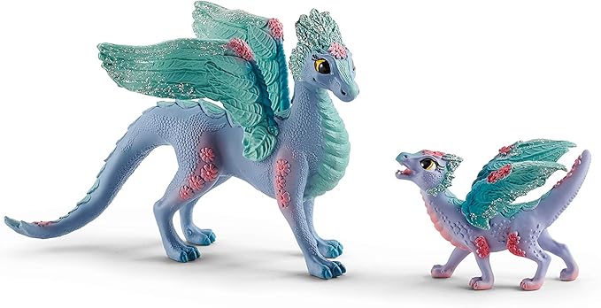 Schleich Bayala Dragon Toys and Figurines - Flying Flower Mother and Small Baby Dragon, Action Figure Kid Toys and Dolls, Girls and Boys Ages 5 and Above
