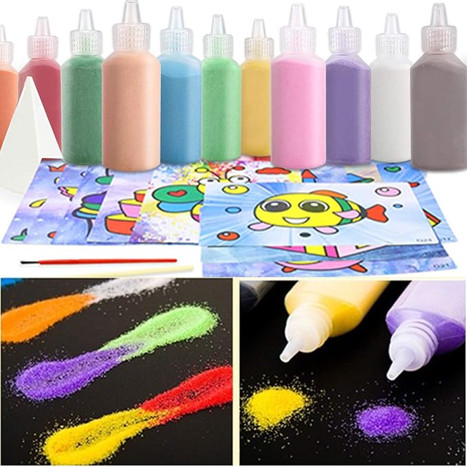 Fottaqqan 12 Pcs Art Sand,Colored Sand Kit,DIY Arts & Crafts Sand for Kids,Fine Sand for Wedding Decor,Painting,Children