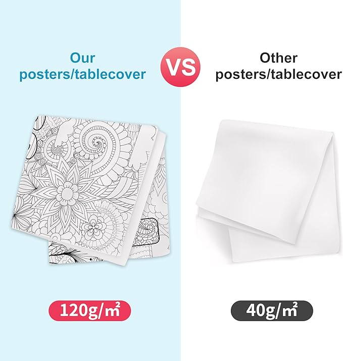 OHOME Mandala Giant Coloring Poster/Tablecloth - 30 x 72 Inch Jumbo Paper Coloring Banner for Adults Kids Teens Coloring Books Bulk Coloring Pages for Wall Craft Arts School Classroom Supplies