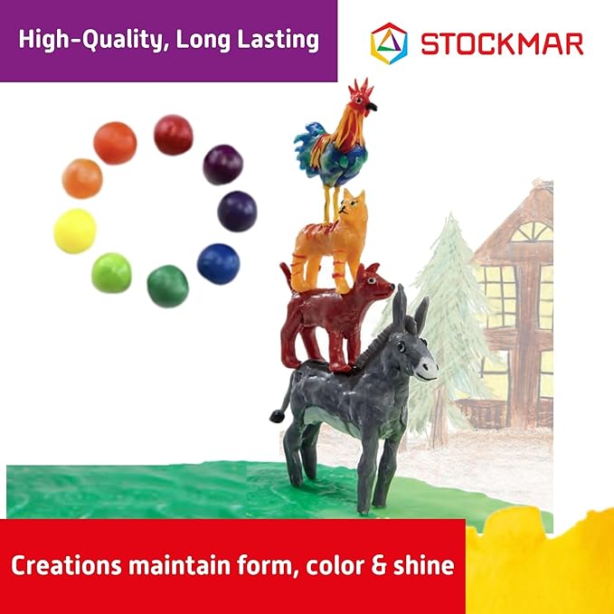 Stockmar Modelling Beeswax - 12 Beeswax Sheets of Assorted Colors - for Kids, Artists Looking for Waldorf Art Supplies, Non Toxic Beeswax, Non Drying Beeswax Modeling Wax for Homeschoolers