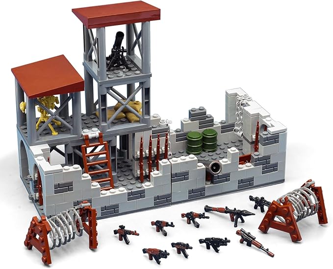 Military Base Building Brick Set, WW2 Army War Parts Accessories,STEM Army Defense Base Guard Tower Building Block Kit,Army Equipment Gear Sets,Christmas Birthday Gifts for Boys,Teens,Adults