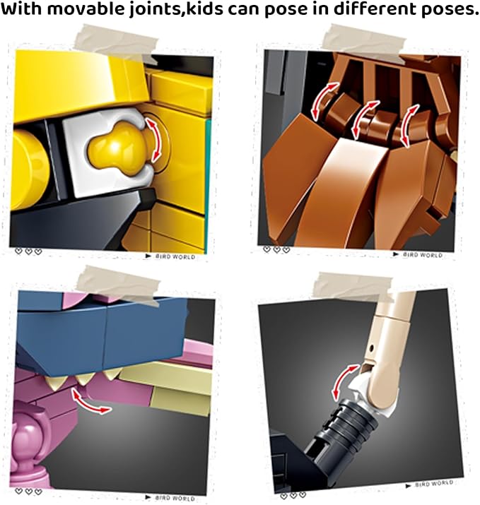 KAZI Birds Building Toy Set,Creative Building Toy Easter Basket Stuffers,Parrot,Owl,Penguin,Flamingo,Eagle,Bird Animal Toy Set,Party Favors,Prizes,Goodie Bags,Gift for Kids Ages 6 and up