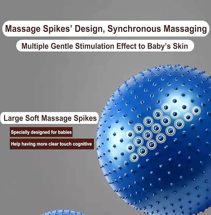 Large Sensory Massage Ball for Kids, 33.5" 85CM Bouncy Exercise Ball for Toddlers, Big Inflatable Ball with Tactile Spikes, Outdoor Ball Pool Ball Yoga Ball, Large Beach Ball (1 SET Bluish Gray BALL)
