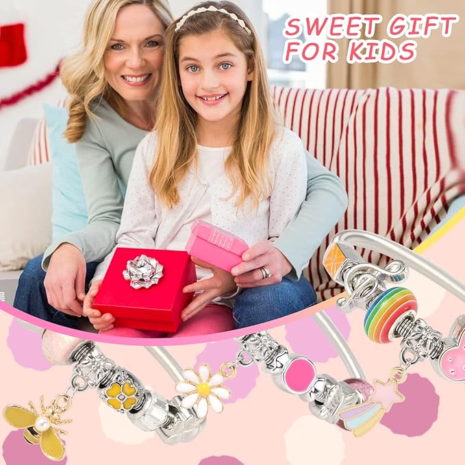 PinkSheep Bracelets for Kids, 6PC, Little Girl Friendship Bracelets Charm Bracelet, Party Favor Dress Up