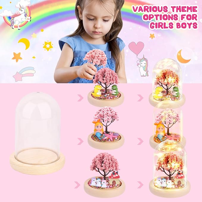 TCJJ Make Your Own Unicorn Night Light, Unicorn Craft Kit for Kids, Arts and Crafts DIY Nightlight Unicorn Mermaid Terrarium Birthday Gifts Christmas Gifts for Girls Age 4-8 6-8