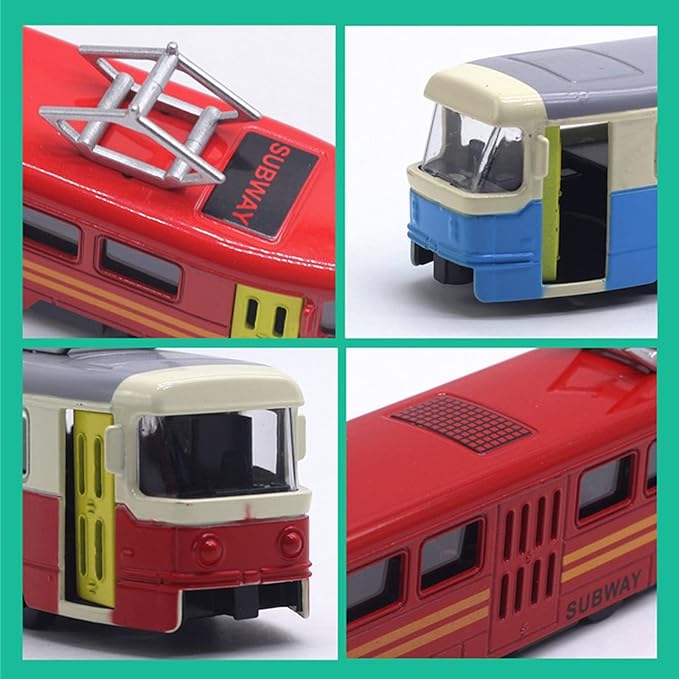OTONOPI Toy Train Set Subway Bullet Train High Speed Locomotive Engine Die Cast Model Car for Kids Pack of 4