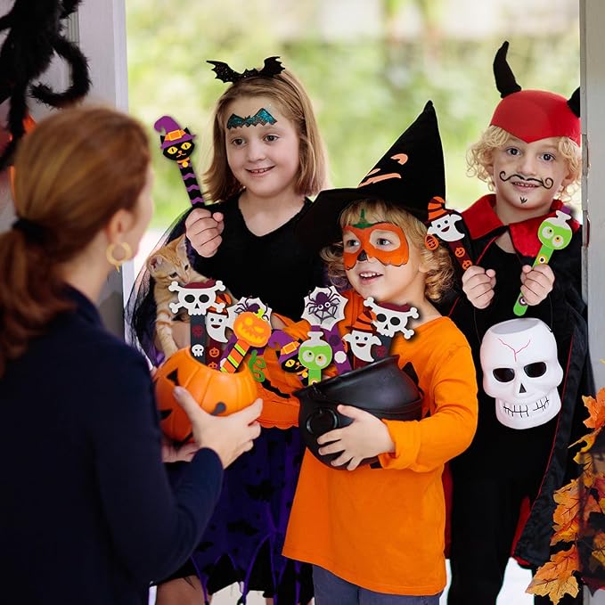 Shemira 24 Pack Halloween Crafts for Kids, Halloween Bookmark Craft for Party Favors, Halloween Trick or Treating Gifts Toys, Halloween Miniatures Prizes for Kids, Halloween School Art Activities