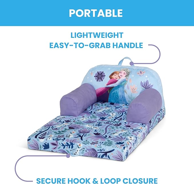Delta Children - Disney Frozen Cozee Buddy Flip-Out Kids Chair, Purple