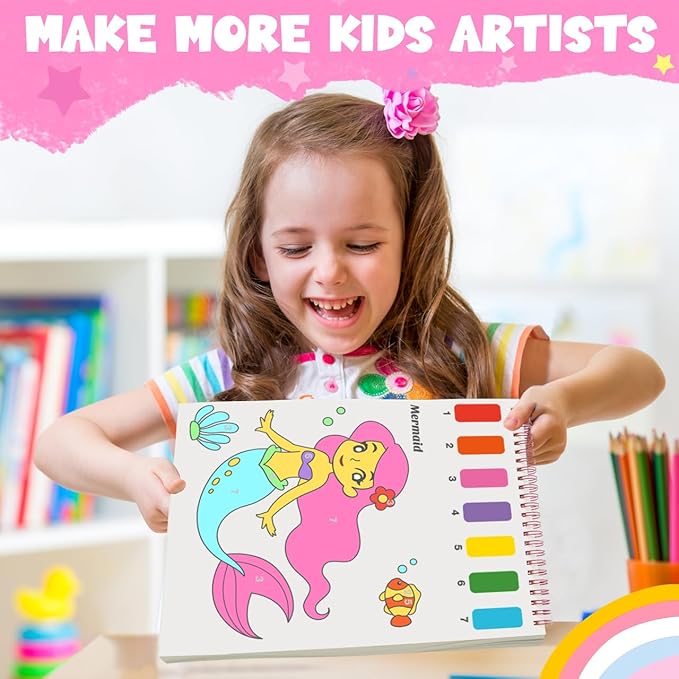 ZMLM Paint with Water Books for Kids - Easter Basket Stuffers Mess Free Coloring Activity for Toddlers - Arts & Crafts Gifts Toys for Valentines Birthday Christmas Boy Girls Ages 4 5 6 7 8(Princess)