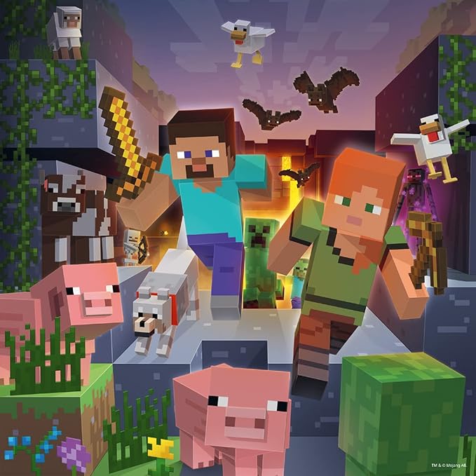Ravensburger Minecraft Biomes - 3 x 49 Piece Jigsaw Puzzle Set for Kids | Unique Puzzling Experience | Perfect Interlocking Fit | Ideal Educational Toy for Ages 4-8