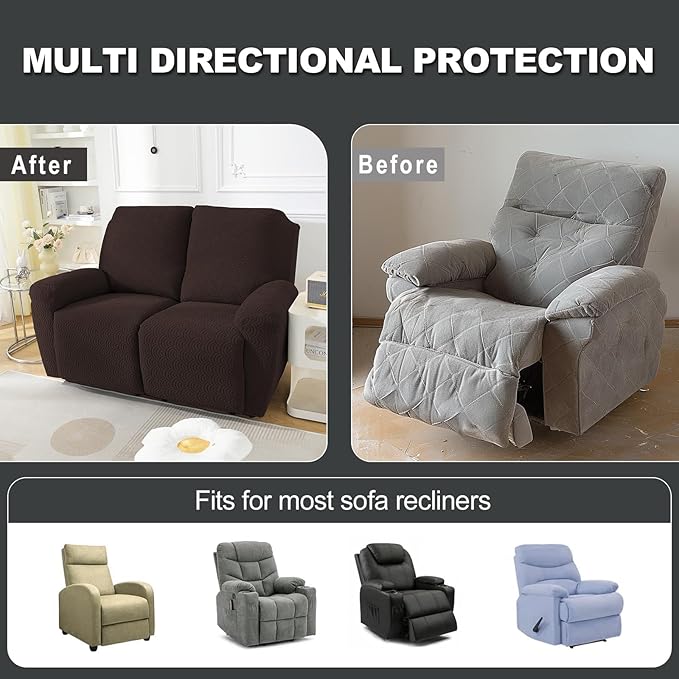 NORTHERN BROTHERS Loveseat Recliner Cover, Reclining Loveseat Covers, Love Seat Recliner Cover, Recliner Sofa Covers 2 Seater, Dark Brown