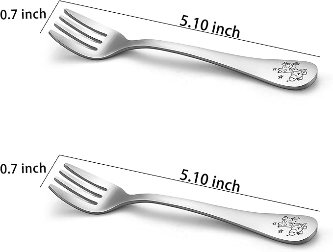 TeamFar Toddler Fork, Stainless Steel Toddler Utensils Forks Set of 6, Non Toxic & Healthy, Cute Animals & Attached Travel Case - Dishwasher Safe