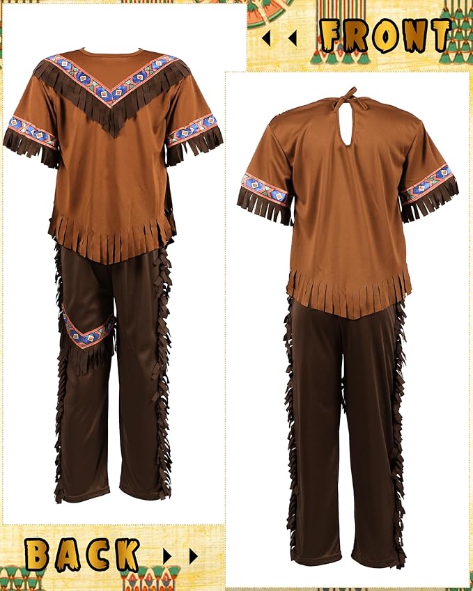Liitrsh 6 Pcs Kids Native American Costume Sets Boys Girls Indian Costume Holiday Party Fancy Dress Cosplay
