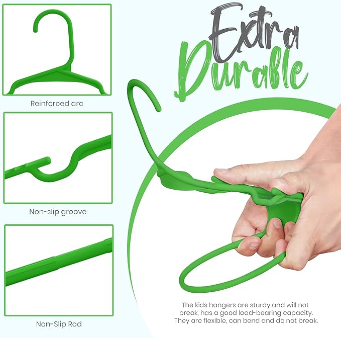 Utopia Home 20 Pack Kids Hangers - 11.5 Inch Plastic Baby Hangers for Closet - Childrens Hanger for Clothes & Infant Hanger for Closet - Ideal for Everyday Standard Use (Green)
