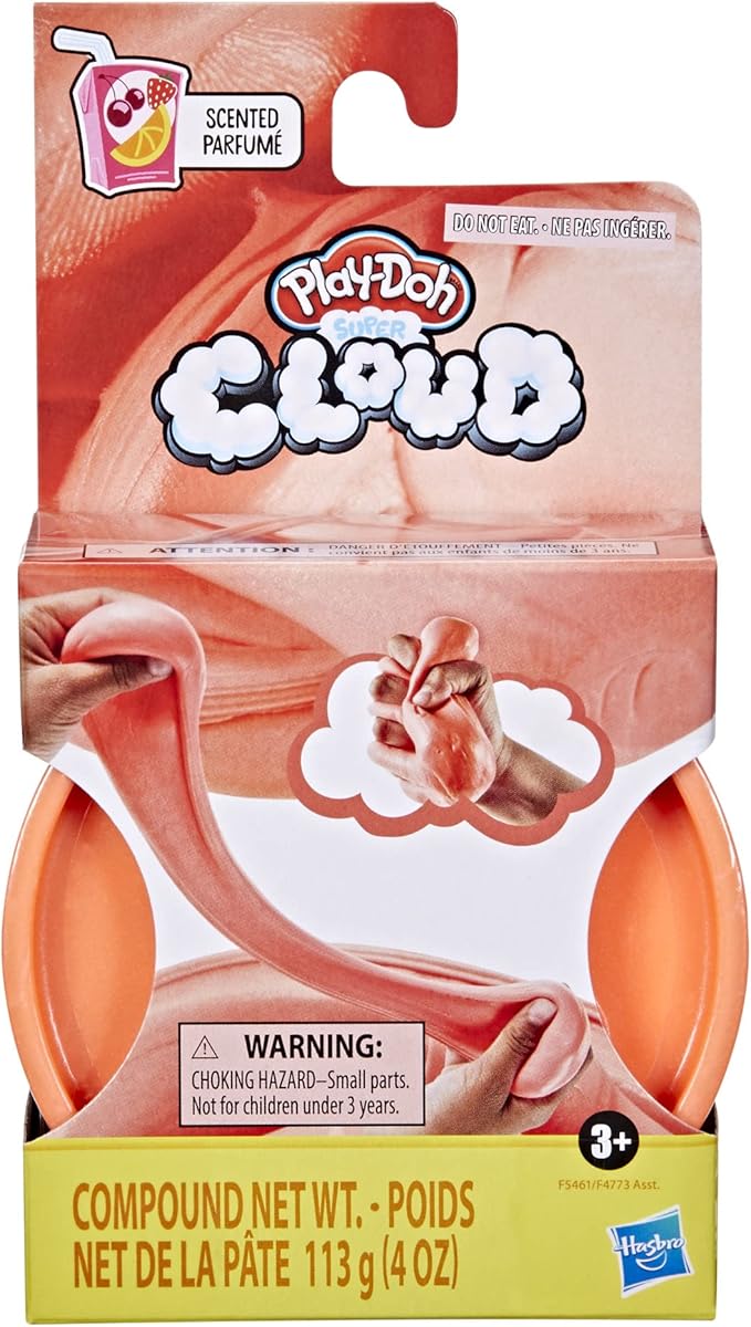 Play-Doh Super Cloud Bright Orange Fruit Punch Scented Single Can of Puffy, Ooey Gooey Compound for Kids 3 Years and Up, 4 Ounces, Non-Toxic