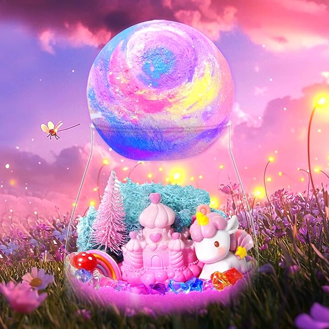 Unicorn Terrarium Kit for Kids with DIY Moon Lamp - Light Up Terrarium for Girls 4-12 Years - Creative Arts & Crafts Birthday Gift Fun Unicorn Toy for Ages 4-12 - Perfect for Girls Aged 5 6 7 8