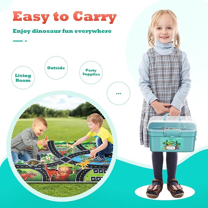 Dinosaur Toys for 3 4 5 Year Old Boys Gifts, Dinosaurs Toys for Kids 3-5-7, Dino Figures Activity Play Mat Christmas Birthday Gifts for Girls Toddler Toys Age 2-4