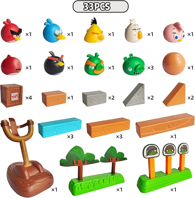 Newly Licensed Angry Birds Toys Playsets Build N’ Launch Construction Brick Assembly Building Blocks Sets Pig City Strike 2 Takedown Space Planet Game Catapult Slingshot Gift Box 33pcs