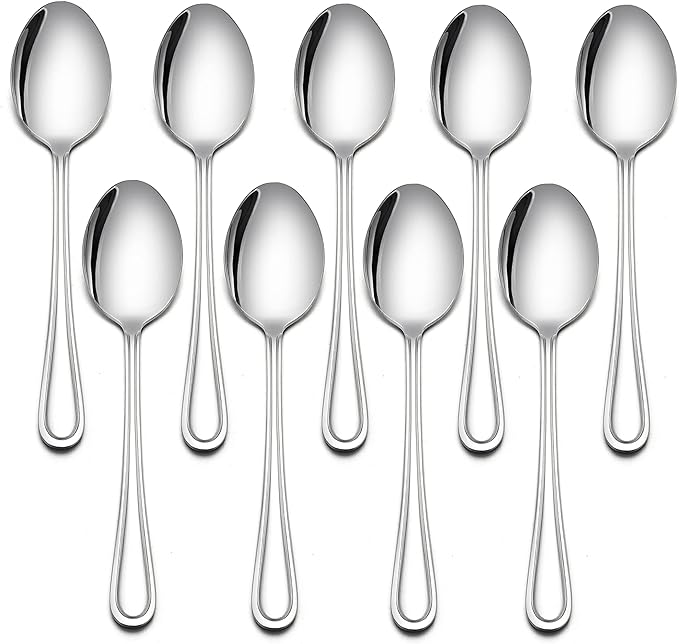 LIANYU 9-Piece Toddler Spoons, Kids Baby Spoons Self Feeding, Stainless Steel Children Silverware Set for 2-10 Year Old, Preschooler Cutlery Flatware Set for Home School, Dishwasher Safe