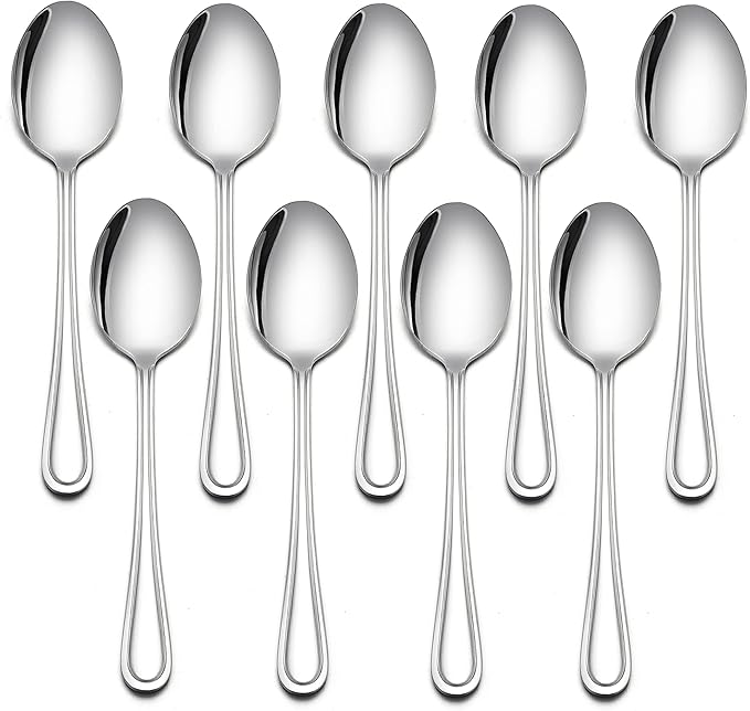 LIANYU 9-Piece Toddler Spoons, Kids Baby Spoons Self Feeding, Stainless Steel Children Silverware Set for 2-10 Year Old, Preschooler Cutlery Flatware Set for Home School, Dishwasher Safe