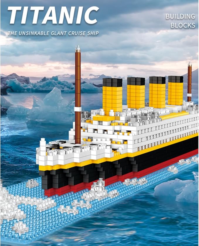 Titanic Micro Mini Building Blocks Set, 1860pcs 3D Titanic Model Building Set Blocks, DIY Bricks Toys Gift for Adults and Kids (1860 pcs)